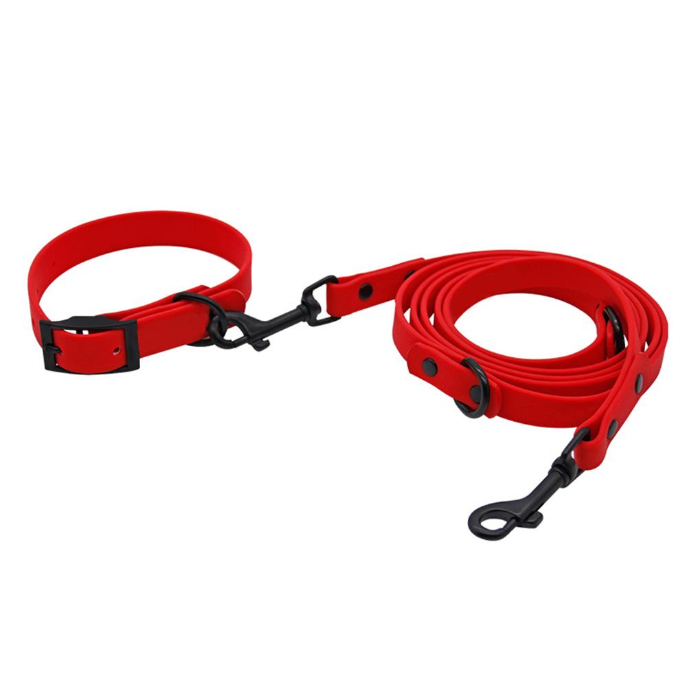 Multifunktionales PVC Haustierhalsband Leinen Set Verstellbares Wasserdichtes Hundehalsband Doppelkopfleine Outdoor Spaziergang Training Schleppseil