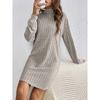 2026 Fall/Winter Women's Casual Solid Color High Neck Long Sleeve Knitted Dress