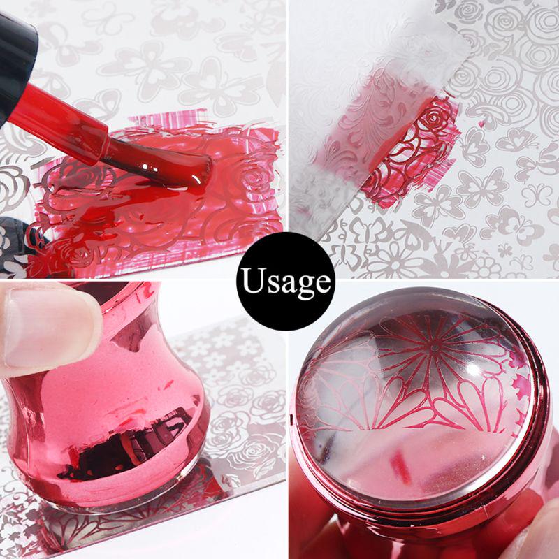 3-teiliges Silikon-Nagelstempel-Schaber-Set mit metallischem Griff, Nagelkunst-Stempel, Maniküre-Bildplatten-Werkzeug