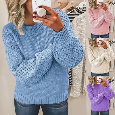 Damen Pullover Einfarbig Strick Dick Spleiß Pullover Pullover Lange Ärmel Regulär Vintage Elegant Dame Lässig Winter Streetwear