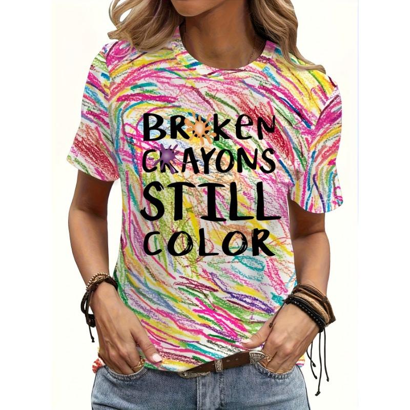 Colorful Letter Print T-shirt S