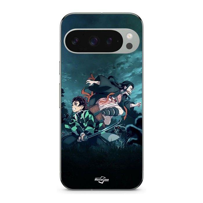 Coque pour Google Pixel 9 Pro TANJIRO NEZUKO DEMON SLAYER noir
