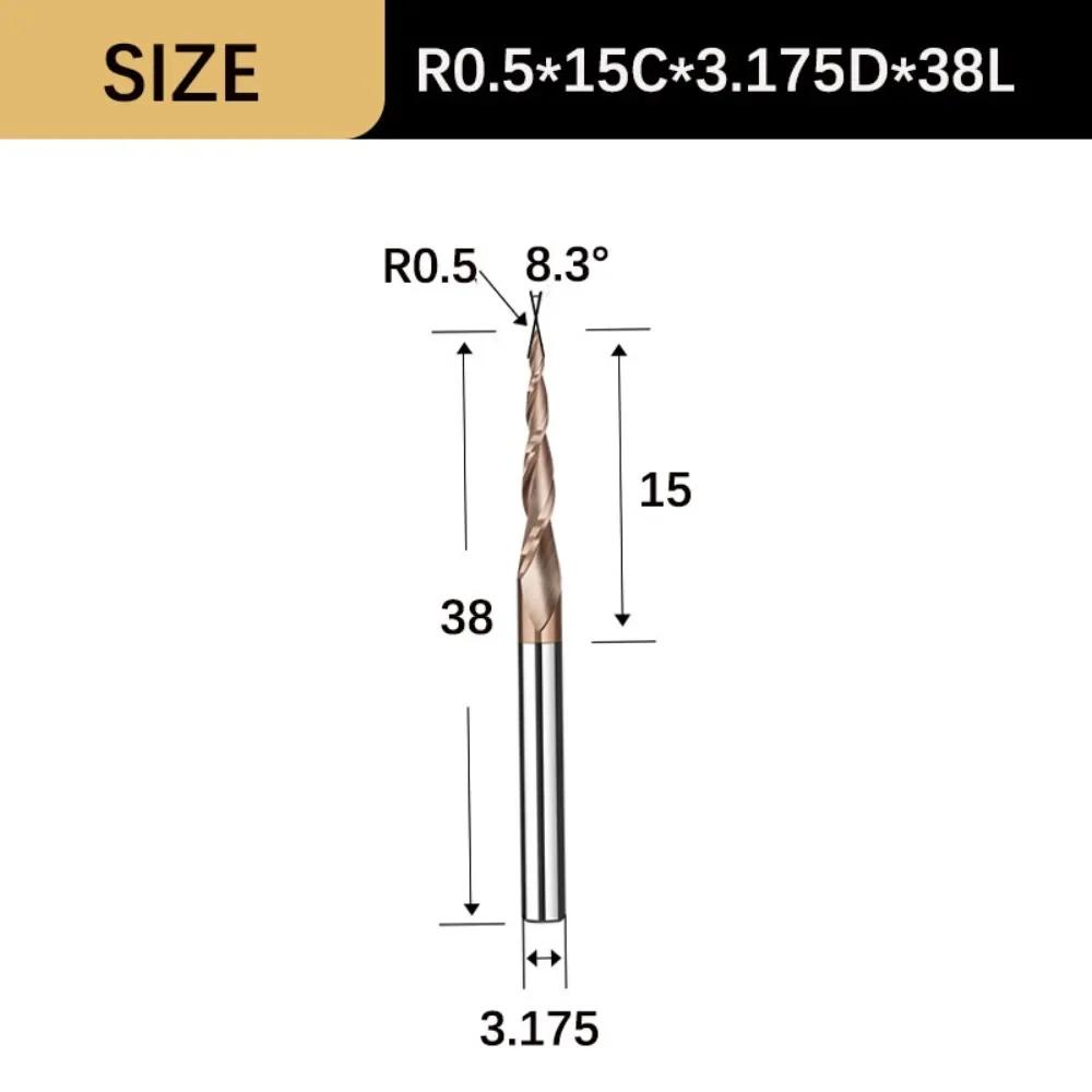 Durable Wood Milling Solid Carbide Tapered Ball Nose End Mill Tapered Ball Nose Spiral CNC Carving Bit Engraving Router Bits
