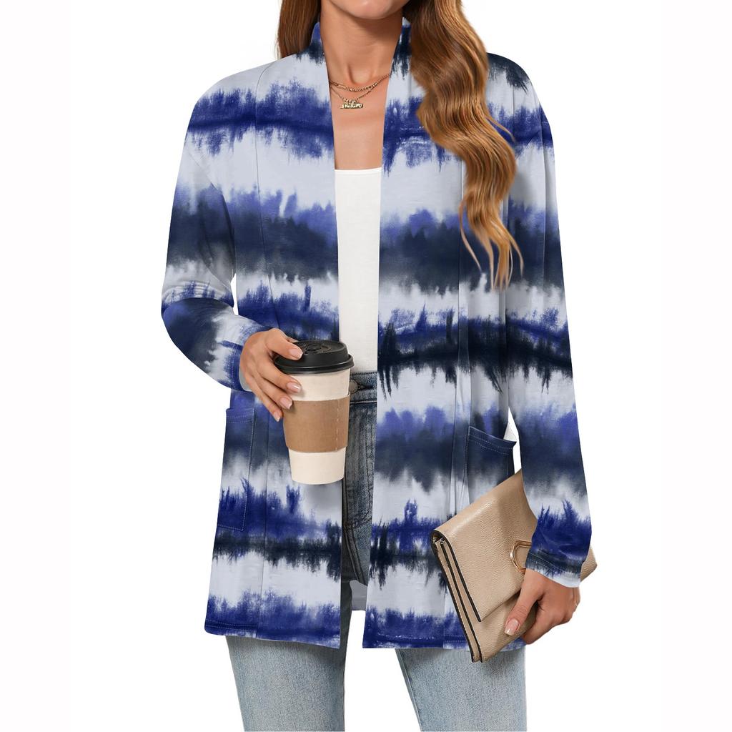 Damen Leichte Strickjacken Offen Vorne Langarm Lässig Locker Dünne Strickjacken Mit Taschen