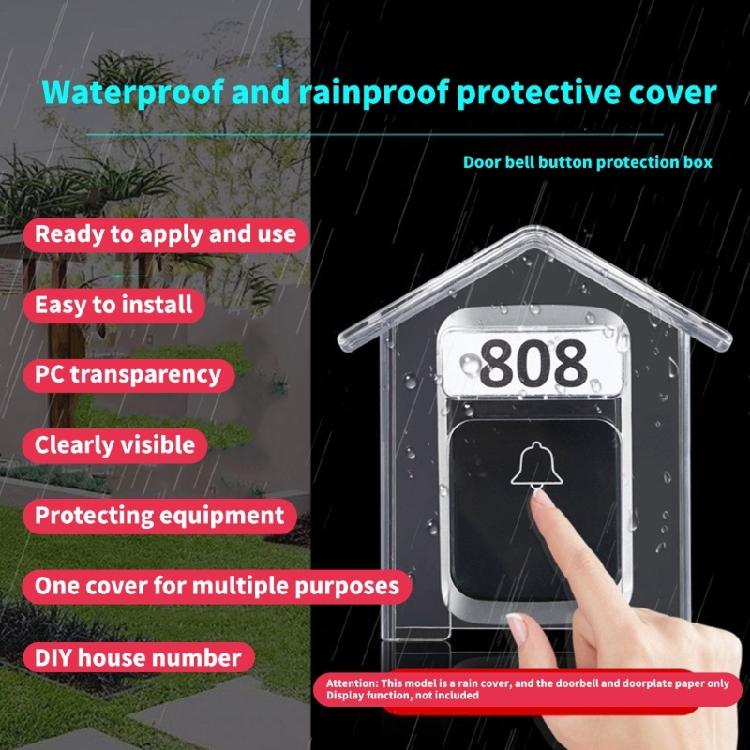 Wireless Doorbell Rain Cover Protective Box Door Bells Rings Waterproof Case Clear House Shape Doorbell Rain Cover
