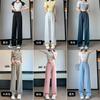 Summer New High Waist Slim Straight Elastic Waist Casual Pants Khaki Drape Loose Versatile Suit Pants Women