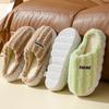 Fashion Winter Velvet Women Cotton Slippers Indoor Home Casual Toe Wrap Slides Men Anti Slip Autumn Thick Soled Slippers