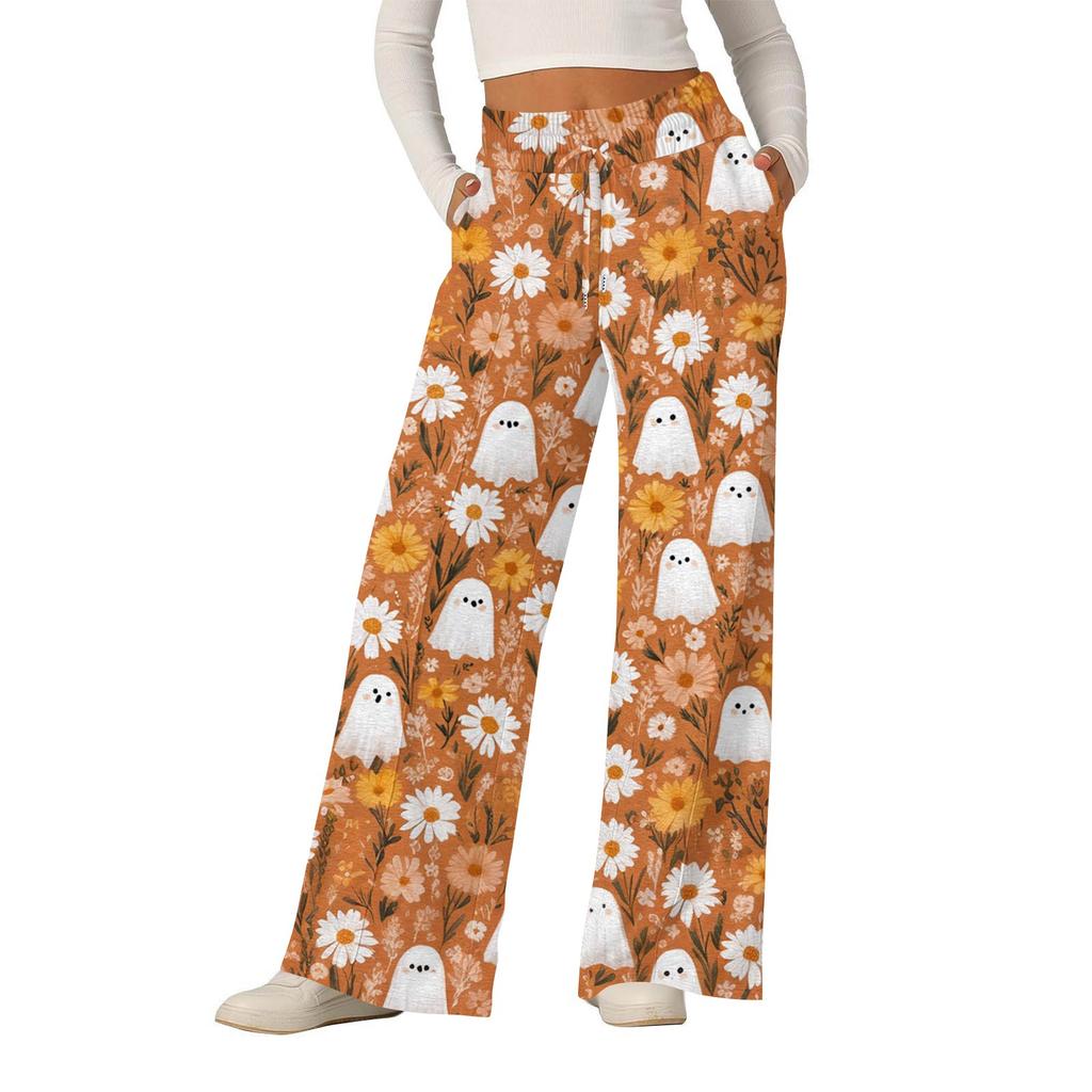 Women's Halloween Printed Fashionable Loose Casual Wide Leg Pants