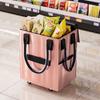 Long Handheld Roller Skating Shopping Bag Foldable Portable Shopping Trolley Large Capacity Lightweight Pull Cart with Wheels