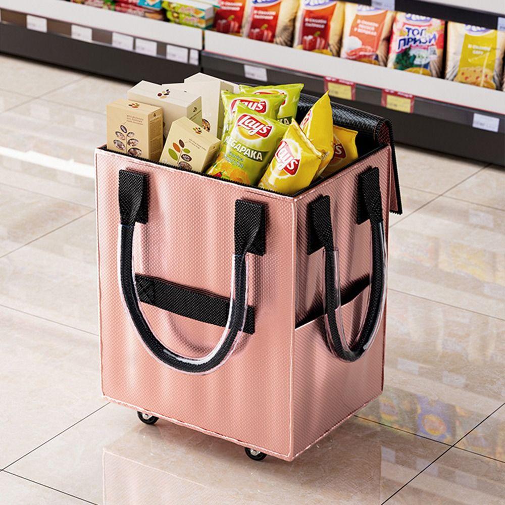Long Handheld Roller Skating Shopping Bag Foldable Portable Shopping Trolley Large Capacity Lightweight Pull Cart with Wheels