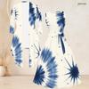 Women Plus Size Two Piece Set Round Neck Sleeveless Tie Waist Flared Dress 3 4 Sleeve Draped Cardigan Blue White Printed