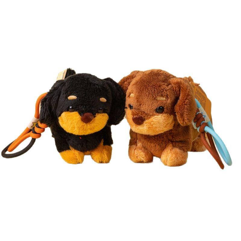 Cartoon Dachshund Plush Toy Camera-Style Keychain Backpack Accessory