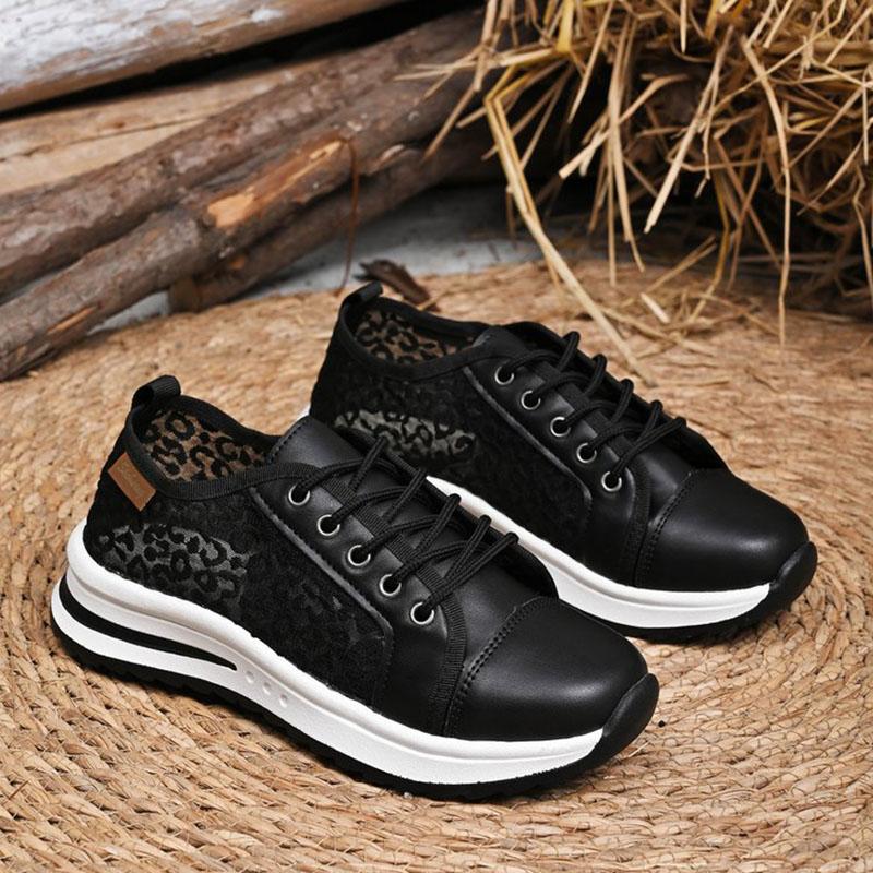 Fashion Spring and Summer 2025 New Breathable Hollowed Out Mesh Sneakers for Women Casual Thick Bottom Lace-up Women's Vulcanize Shoes