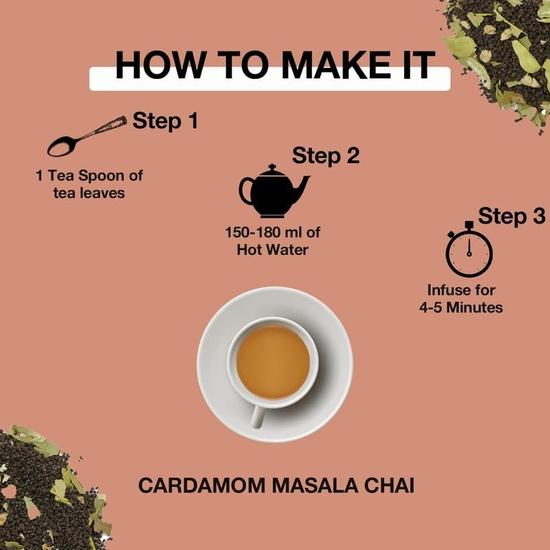 TEA SENSE Kardamon Masala Chai | 200 g | Aromatyczna Mocna Mieszanka | Assam CTC, Prawdziwy Kardamon, Elaichi | Chaipatti, Proszek Herbaciany