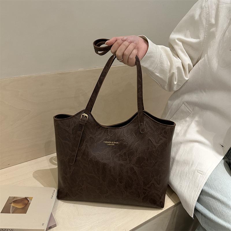 Bolsos Tote de Gran Capacidad Vintage Nuevos para Mujer Bolsos de Hombro de Moda y Versátiles para Mujer Bolso Sencillo y Casual para el Día a Día