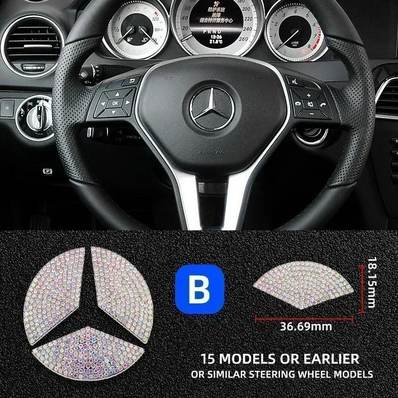 Car Steering Wheel Emblem Crystal Diamond Sticker For Mercedes Benz A B C E Class GLA CLA GLC GLK GLE Series Accessories xxx1
