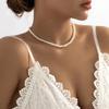 Vintage Elegant Simulated Pearls Clavicle Choker Necklace For Women Long Chain Tassel Pendant Wedding Jewelry Bikini Chest Chain