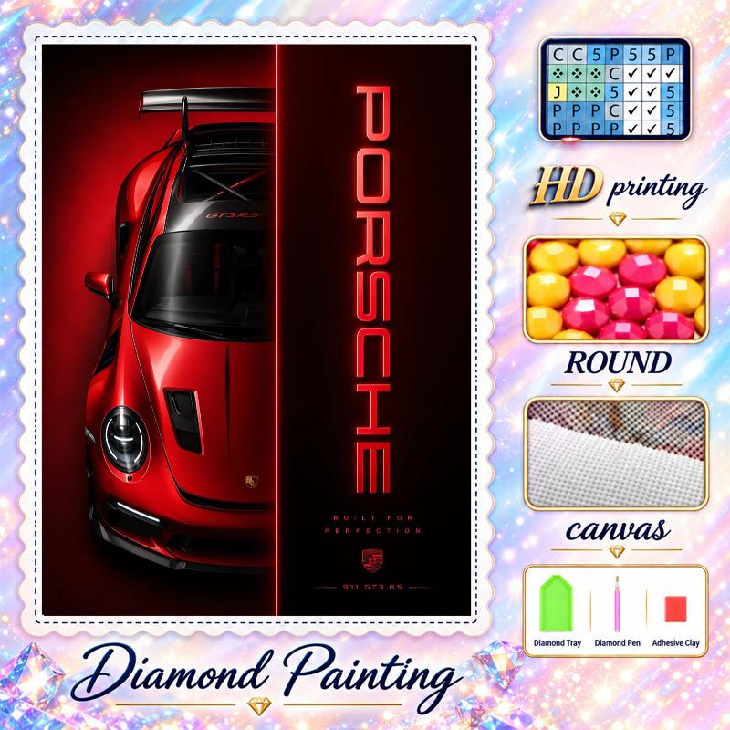 porsche Diamond Painting Kit 5D Full Drill DIY Diamond Mosaic Wall Art Home Decor