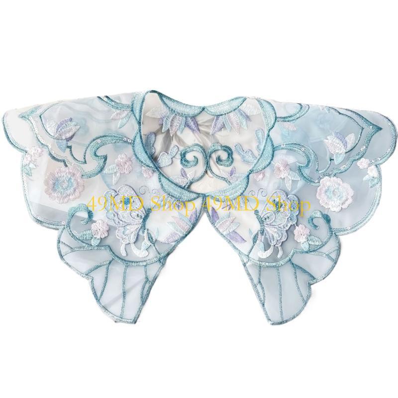 49MD Elegant Lady False Collar Sewing Applique Necklines Decorative Coat Shirt Sweater Embroidery Flower False Collar