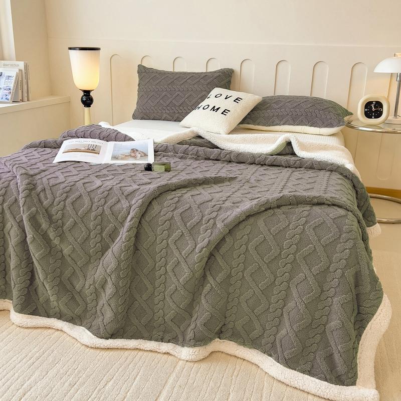 Super Soft Throw Blanket Premium Flannel Fleece 3D Jacquard Lightweight Bed Blanket Fluffy Cozy Blanket for Couch, Sofa, Chair