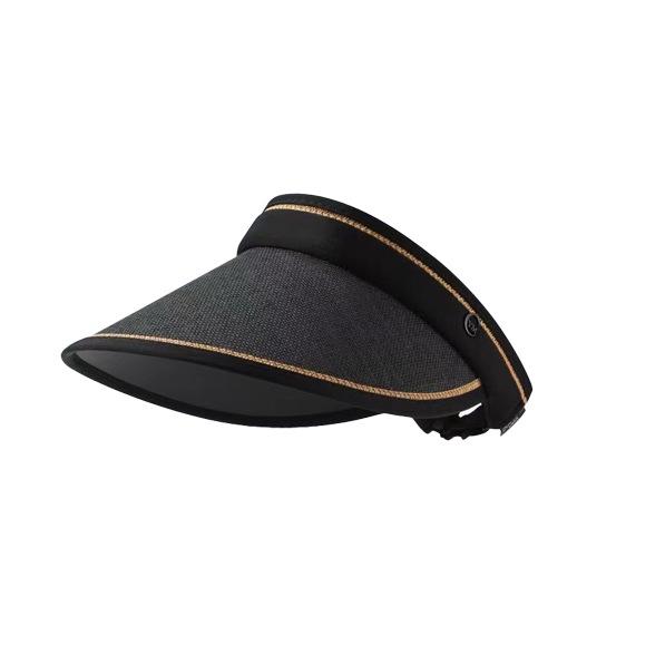 

2024 UPF50+ Шляпа-козырек от солнца с широкими полями, защищающая от УФ-лучей, с открытым верхом чёрный