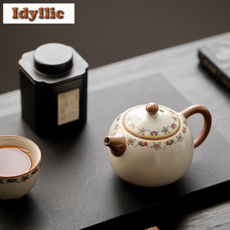 180ml Ru-Ofen Dunhuang Apsaras Xishi Teekanne Vintage Teefilter Kanne Haushalts-Teebereiter Kessel mit Sieb Teegeschirr Handwerkskunst Geschenk