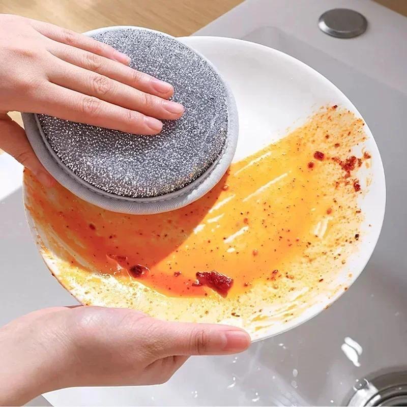 30/1PCS Magic Silver Wire Dishwashing Sponge Wipe Reusable Double Side Sponges Household Kitchen Pan Pot Dish Cleaning Tools
