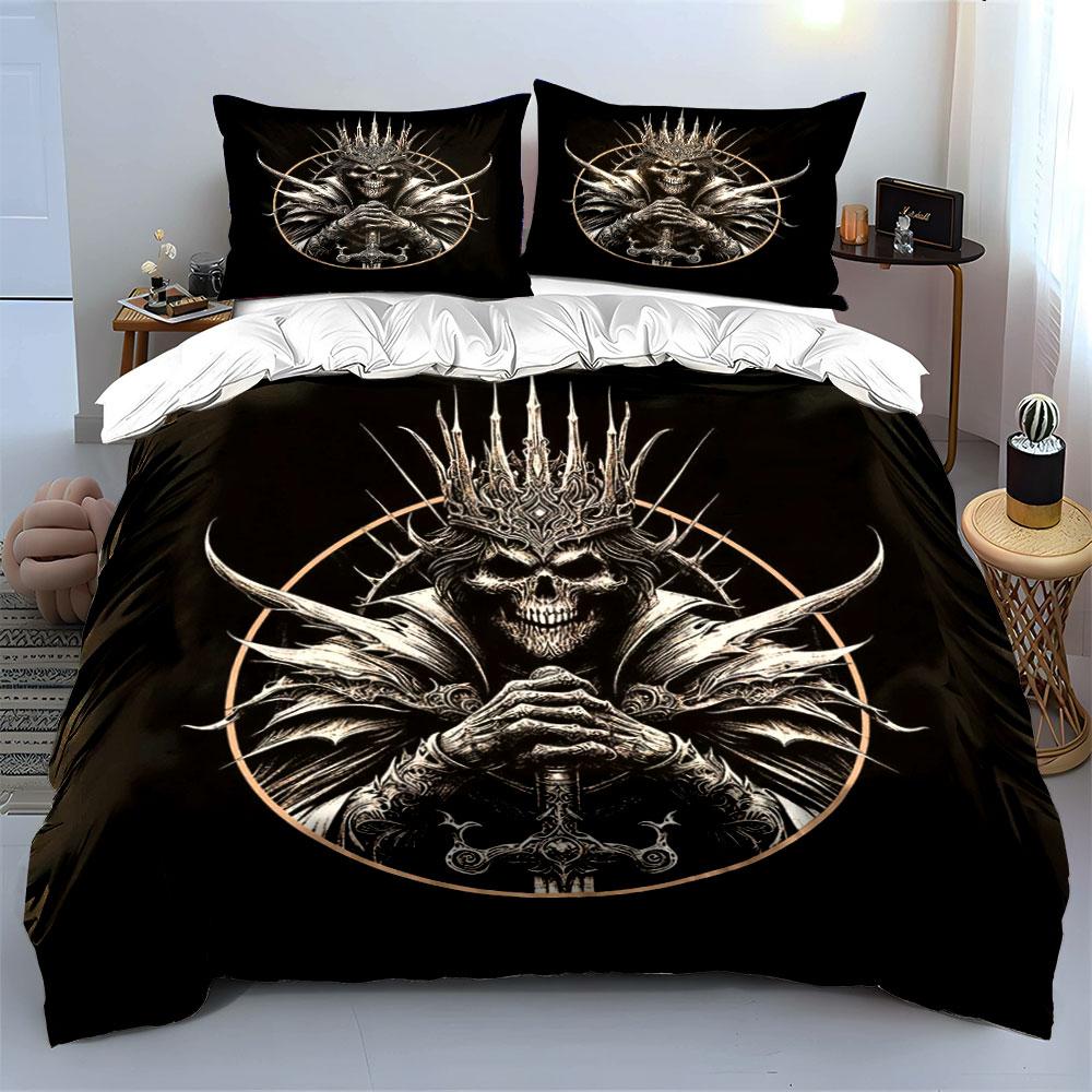 Skull, crown, and sword. Bedding sets Duvet cover sets Duvet covers Pillowcases(1*Duvet Cover 2*Pillowcases without duvet insert)