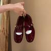 Xiaoxiangfeng Buckle Belt Mary Zhenzi Spring New French Flat-soled Single Shoes Low Heel Thick Heel Small Leather Shoes