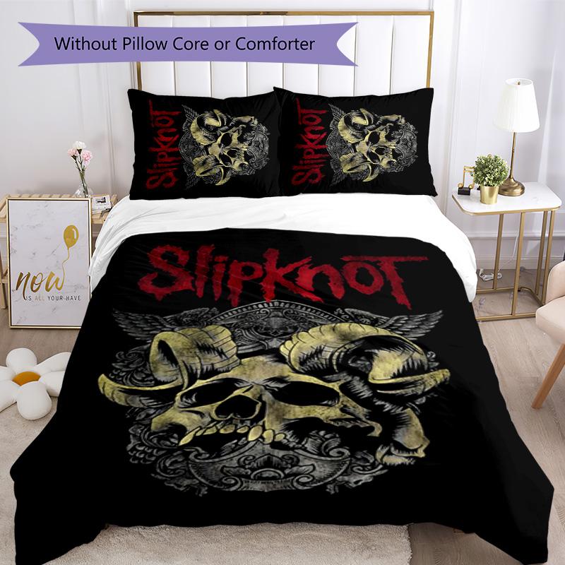 Slipknot 3pcs Bedding Set Duvet Cover Closure Includes 1 Duvet Cover & 2 Pillowcases for All Seasons Bedroom Home Dorm Decor