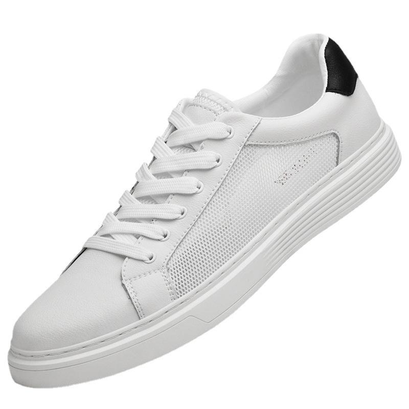 Little white shoes men's cowhide shoes flat-soled lace-up soft cowhide casual sports shoes men's simple and versatile low-top board shoes men