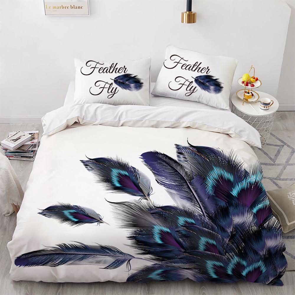 

Комплект пододеяльника из перьев Западный узор из перьев Пигментированный декоративный полиэстеровый комплект постельного белья с наволочкой Кинг Квин Полный размер EU single(135x200cm)