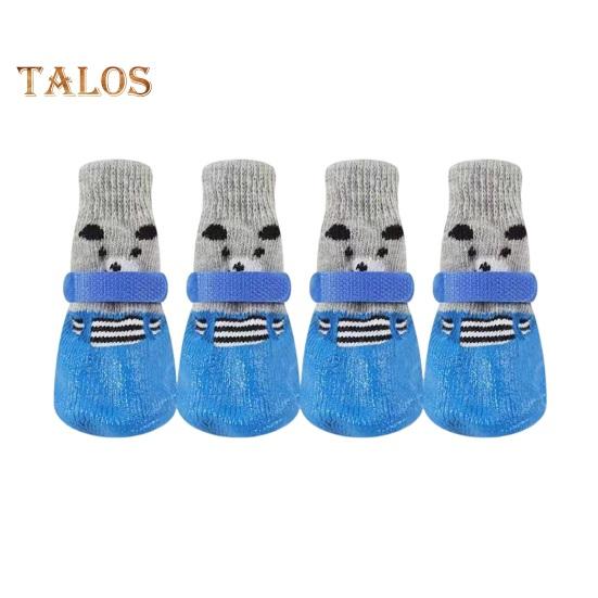 

4 шт. обувь для собак водонепроницаемые сапоги для домашних животных для зимних прогулок по снегу противоскользящие защитные накладки на лапы для маленьких средних и больших собак L синий