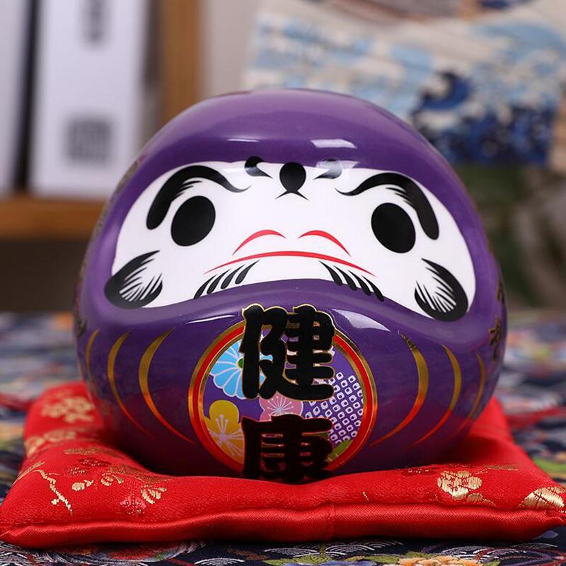 Japanese Ceramic Daruma Doll Lucky Cat Fortune Ornament Money Box Tabletop Feng Shui Craft Home Decor Crafts Gifts