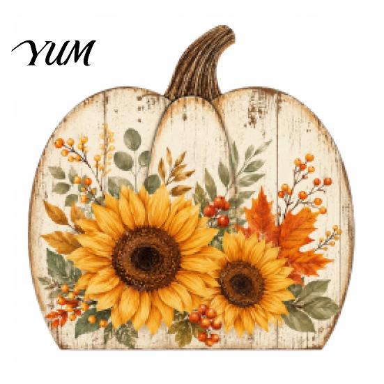 Rustic Pumpkin Decor Thanksgiving Fall Table Decoration, Block Wooden Sign, Autumn Vintage Wood Craft Farmhouse Tabletop Centerpiece for Tiered