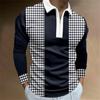 Stylish long-sleeve polo shirt with striped pattern, ideal for casual daily wear.