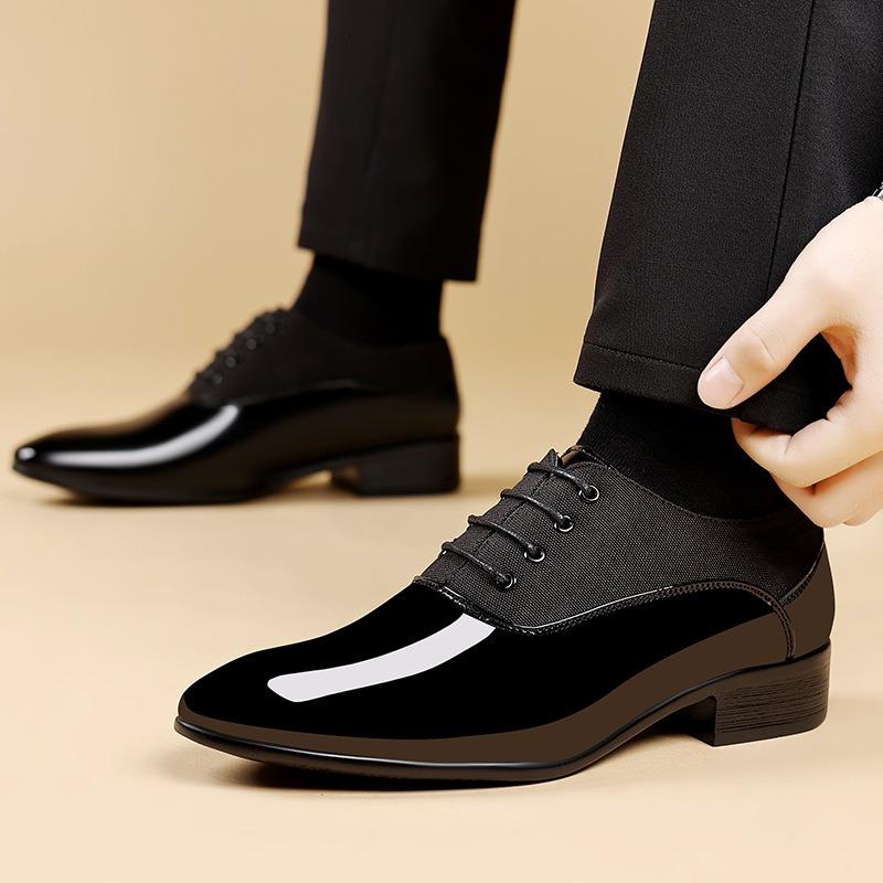 Heren Kostuum Schoenen Lakleer Oxford Schoenen Puntige Neus Vetersluiting Kantoor Schoenen Feest Bruiloft Schoen Grote Maten Zakelijke Leren Schoen