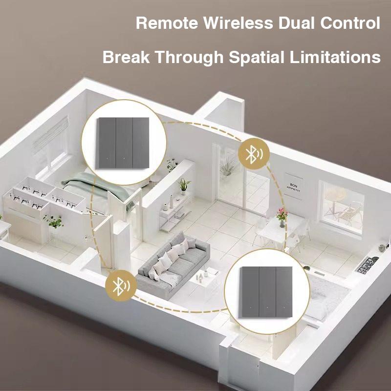 WiFi Smart 10A Tempered Glass Wall Switch Replace Regular Switch for Smart Home Lighting Voice Remote Control & Wires Compatible