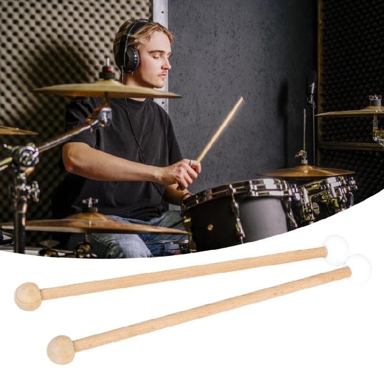 Double Side Drumsticks Ergonomic Handle Drum Sticks Wood and Felt Texture Suitable for Stage Performances and Practice