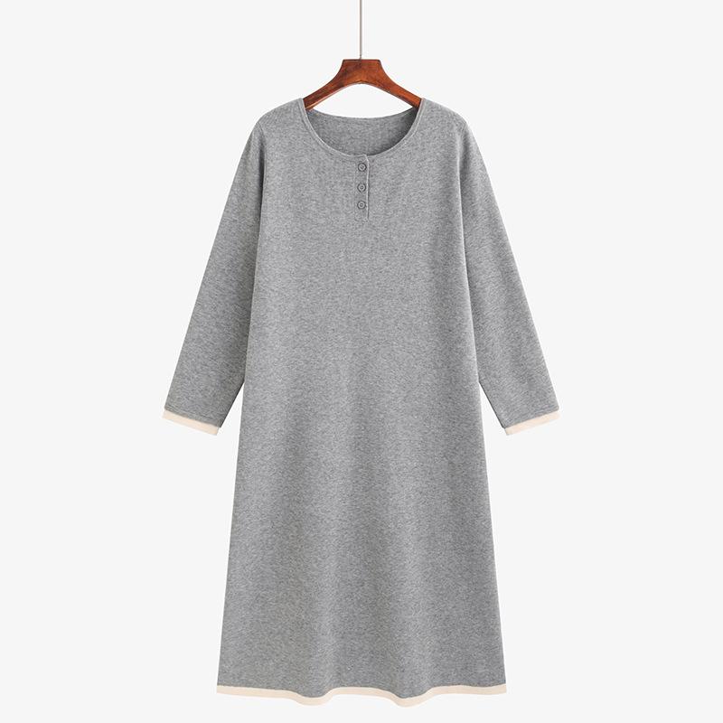

Winter 2025 Plus Size Women s Round Neck Mid-Length Knit Dress - Versatile Style 2XL (150-180 jin)