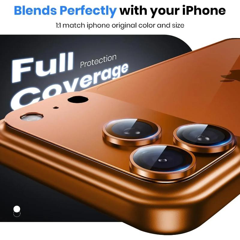 For Phone 17 Pro Max 16 15 14 Pro Max Camera Lens Protector Strong Adsorption Metal Glass Camera Screen Full Protective Cover