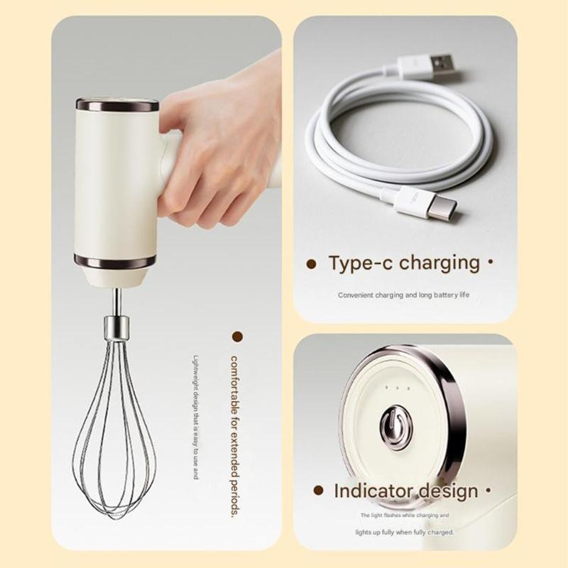 3 Adjustable Handheld Featurings 800mAh Battery And Attachments Ideal For Whipping Mixing