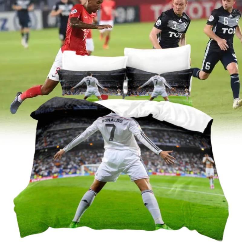 Printing Football Digital Bed Set Single Double King Duvet Pillowcase Cover