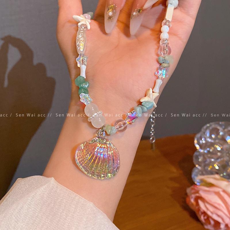 Opal Pearl Shell Starfish Necklace Holiday Wind Collarbone Chain Necklace