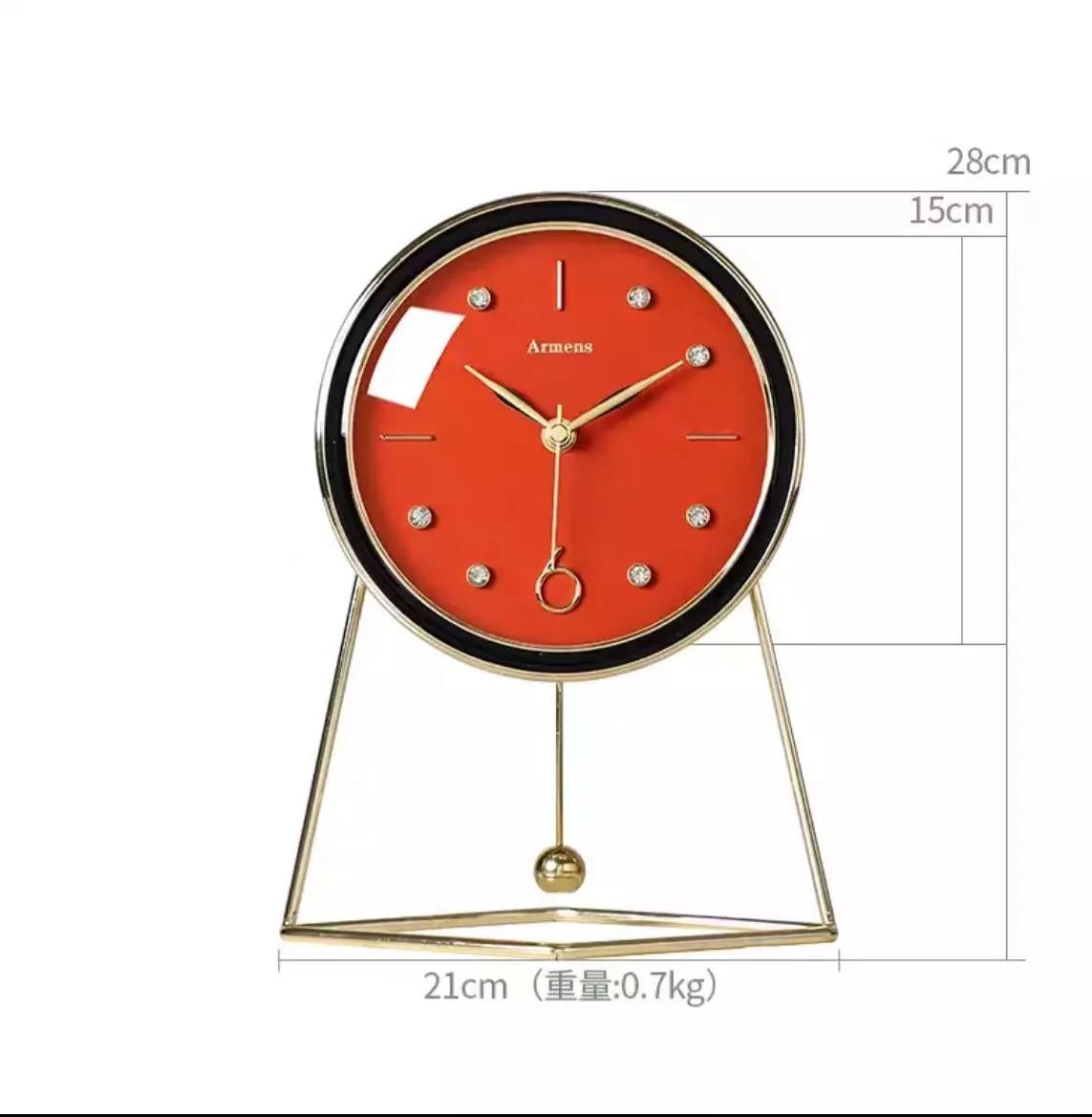 

European-style Zinc Alloy Swing Table Clock Living Room Home Creative Metal Decoration Desktop Clock Tabletop Ornaments