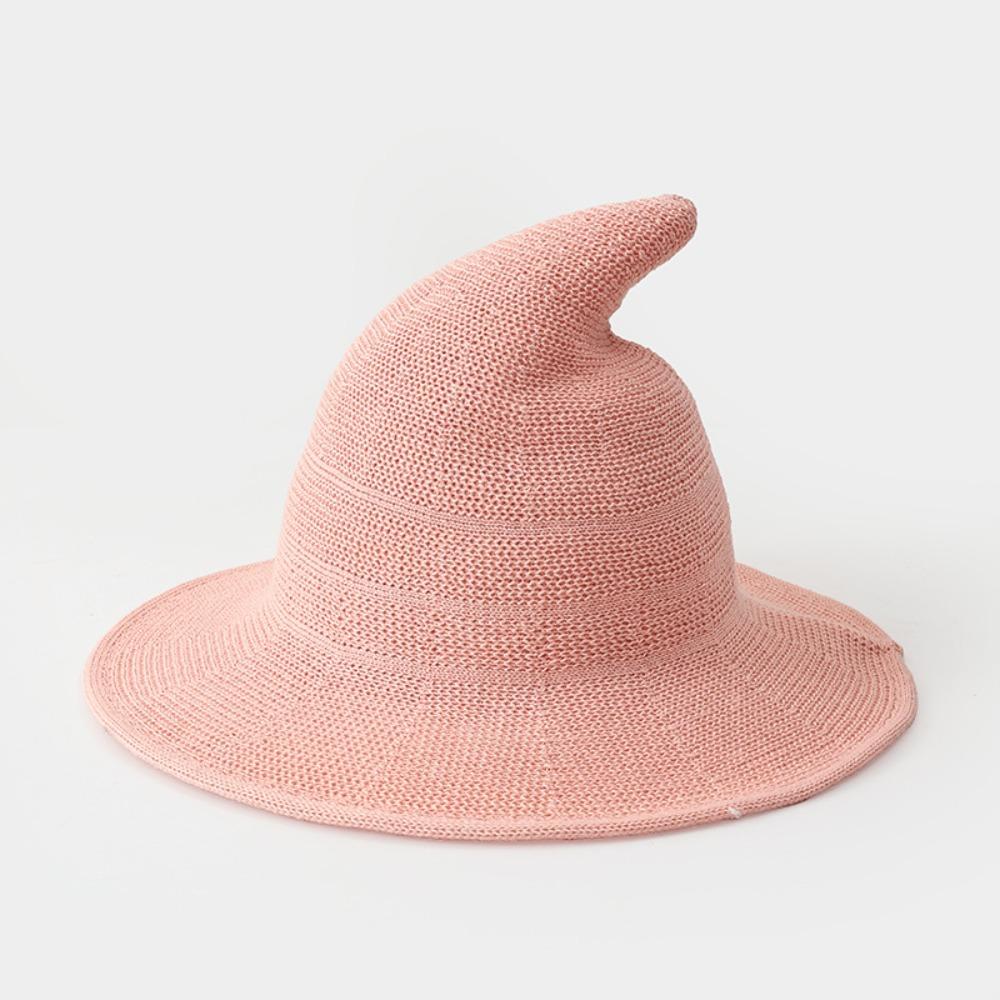 Yarn Cotton Knitted Wizard Cap Soft Halloween Hat Children s Witch Hat  Stage Play розовый