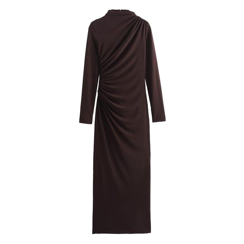 Fashion Wind Winter New Women's Clothing Silm Easiest for Match Ruched Decoration Midi Skirt Dress 4661301 529