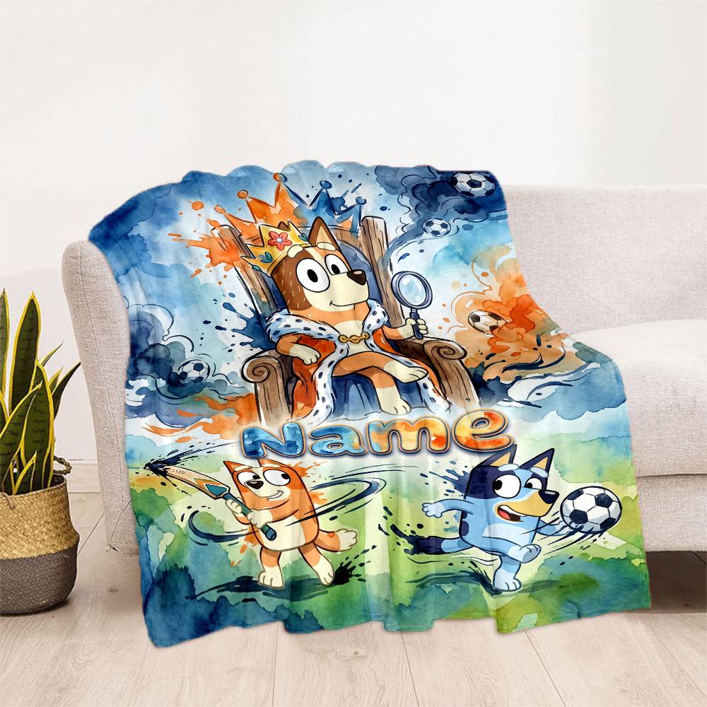 Bluey Scores Again! Customize Text Blanket Multi-purpose Personalized Blanket Ultra-Soft Great for Office Picnics Seaside Sofa Four Seasons Universal