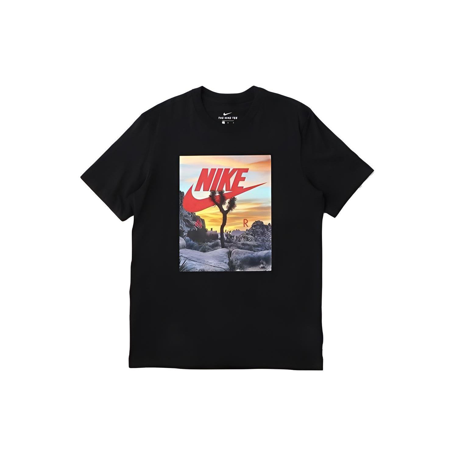 Nike Sportswear Printing Round Neck Short Sleeve Black Men s DH0053-010 XL