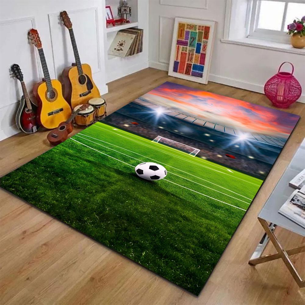 Soccer Stadium with Ball and Goal Patterned carpet, suitable as a non slip play mat for the living room and bedroom sofa